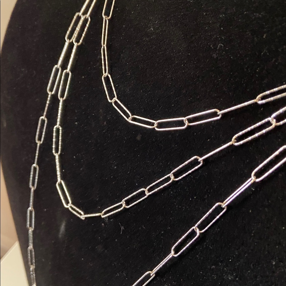Bellezza Bronze 3 Strand Paperclip Elongated Link Necklace 
Silver - Picture 3 of 12